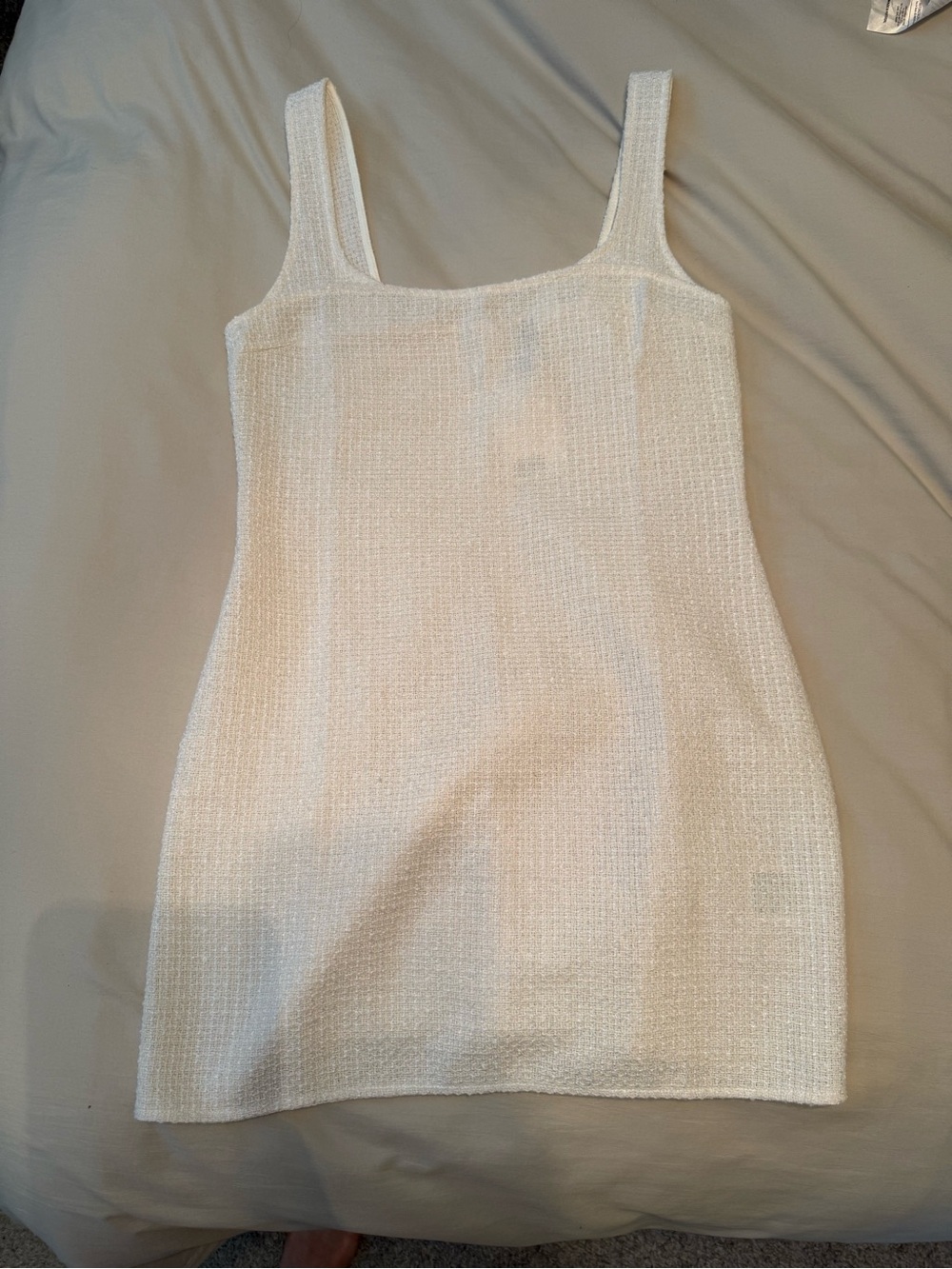 H&M White Textured Mini Dress
